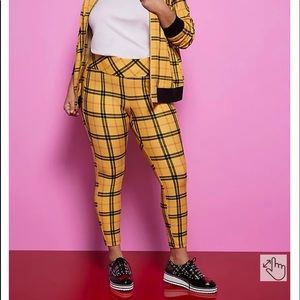 Torrid Betsey Johnson Pixie Pant - Luxe Ponte Yellow Plaid size 00 / 10 NEW